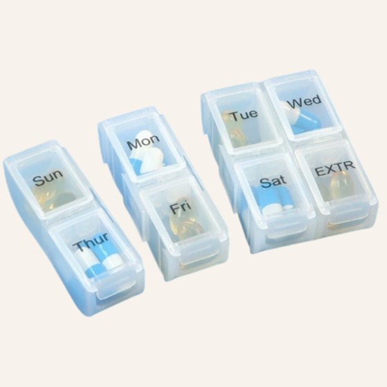 Weekly travel pill box