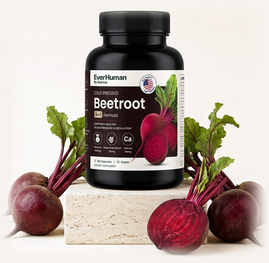 EverHuman By Nutrise Cold Pressed Beetroot 3-in-1 Formula with fresh beetroots